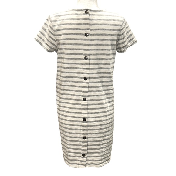 Madewell Gray & White Striped Button Back Knit Mini Dress - S - Picture 8 of 14